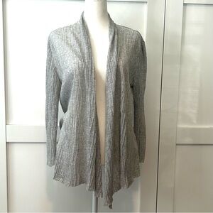Eileen Fisher Women's Light Grey Lightweight Crinkle Open Cardigan in Size PM